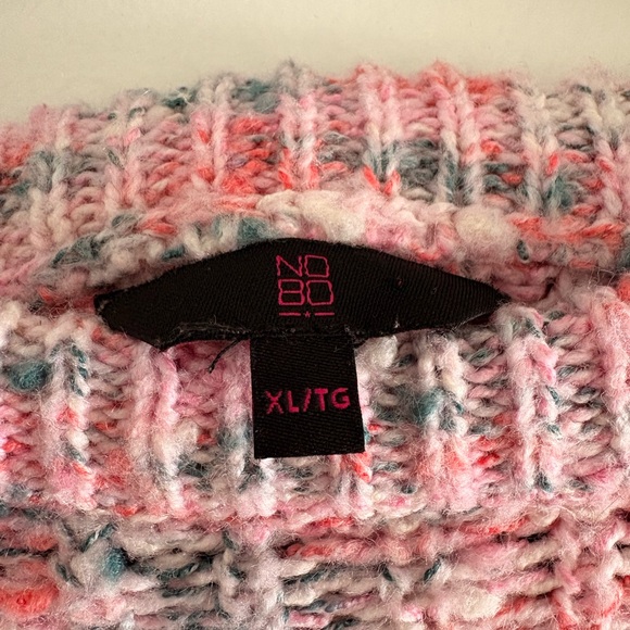 NOBO Pink Chunky Knit Sweater XL Cropped Cozy Soft Speckled - Picture 3 of 4